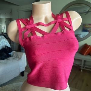 Bebe pink crop top size MEDIUM NWOT